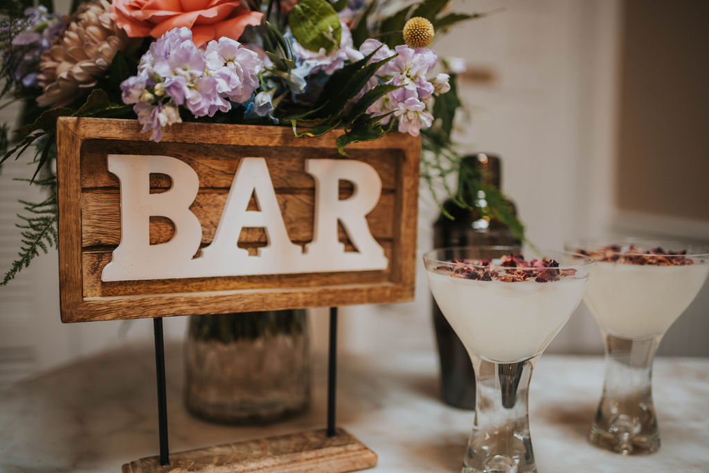 wooden wedding bar sign