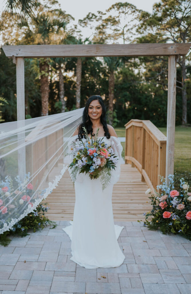 bridal portrait with flowing veil