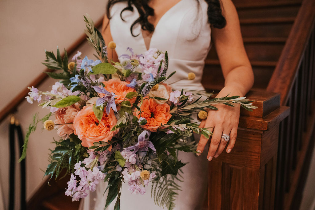 orange peony bridal bouquet
